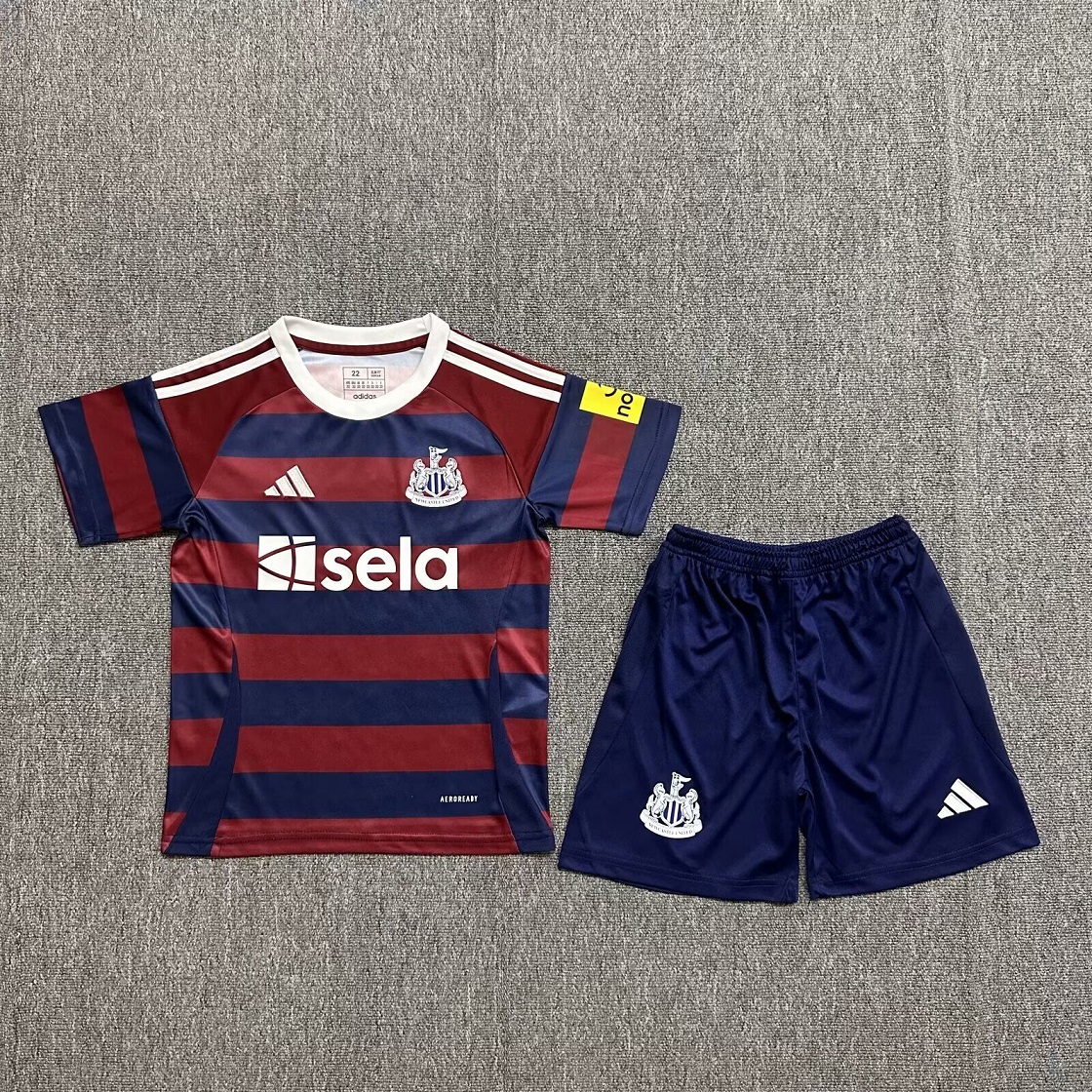 Kids-Newcastle 24/25 Away Blue/Red Soccer Jersey